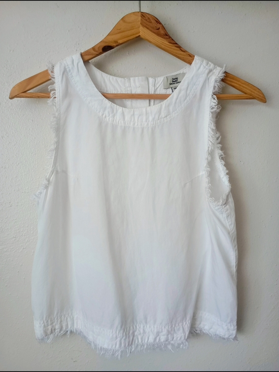 Thread & Supply Tops - Thread & Supply White Sleeveless Frayed-Edge Tank